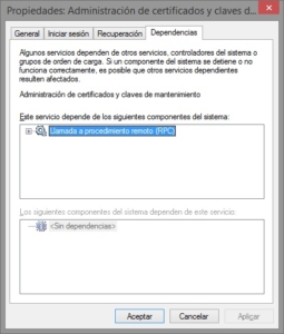 Dependencia de servicios de Windows